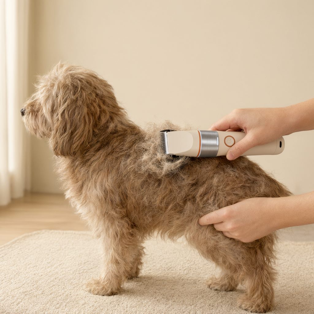 Brushing a coat before clipping